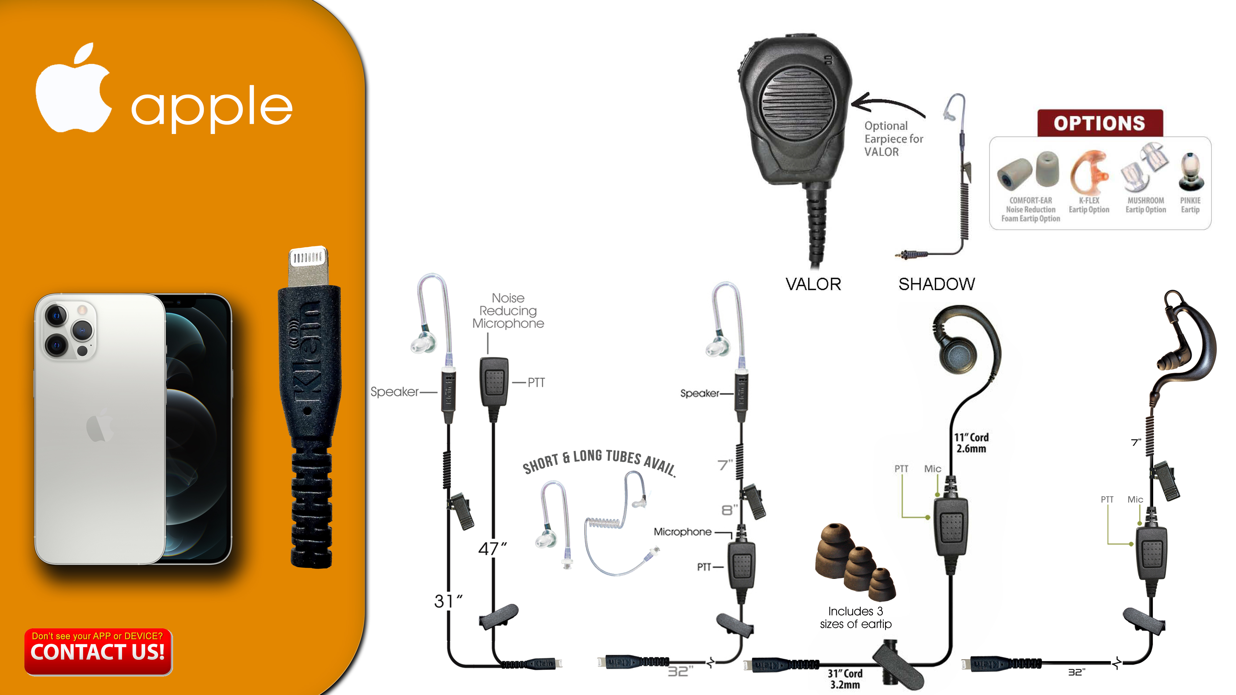 VICTORY 2 Wire Earpiece Push to Talk over Cellular